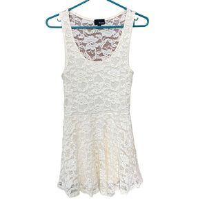 Dillema Ivory Stretch Lace Mini Tank Dress size Smalll
